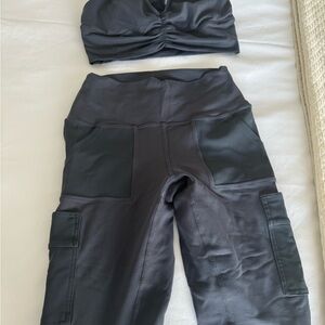 Alo Yoga grey Cargo work out set
